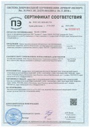 Сертификат соответствия на панели гипсометаллические с антибактериальным покрытием